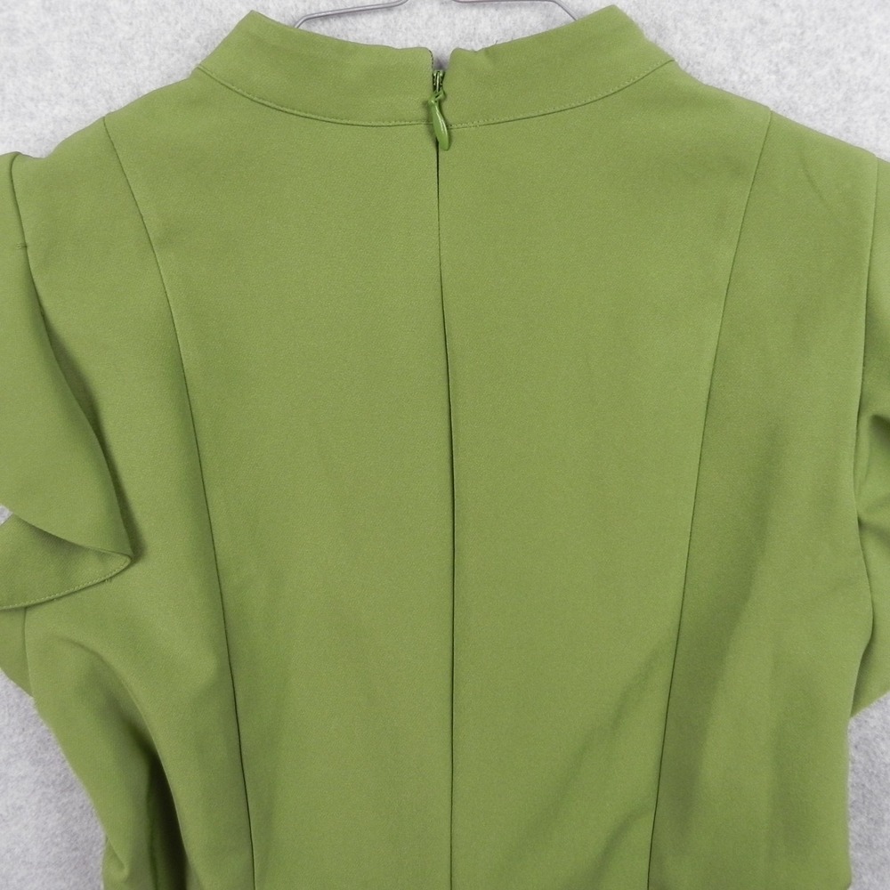 New York & Company Jumpsuit Womens Large Madie V-Neck Ruffled Shoulder Green - Picture 13 of 13